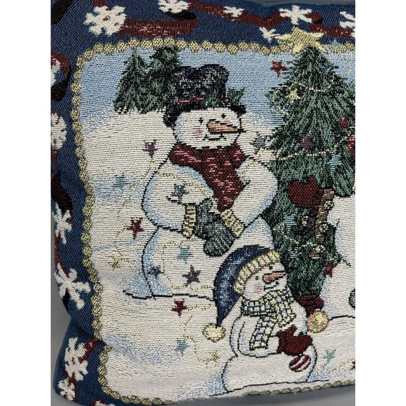 Manual Woodworkers & Weavers Snow Folks Throw Pillow Snowmen Christmas Tree - Picture 2 of 5